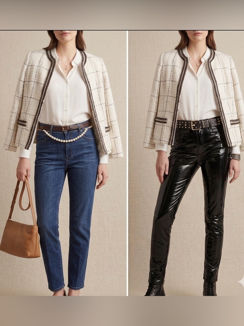 Alice + Olivia Indira Embellished Tweed Blazer Jacket 6 White Fitted Long jacket